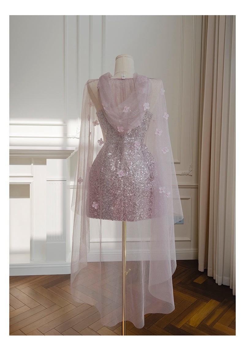 Cute A Line Spaghetti Straps Pink Sequin Grad Dress Inspo Formal 8th Grade Homecoming Dresses High School Hoco Court Dress Graduation Dress Hoco Outfits DH1908