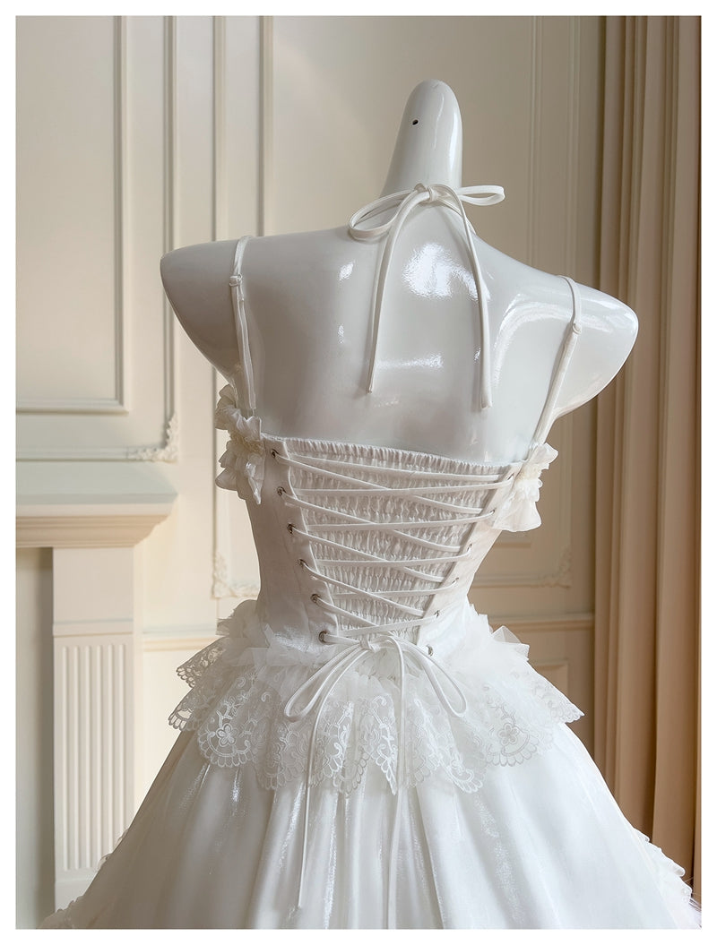 Pretty Ball Gown Spaghetti Straps Corset Back White Grad Dress Inspo Short Mini Formal 8th Grade Homecoming Dresses High School Hoco Court Dress Graduation Dress Cocktail Birthday Outfits DH1913