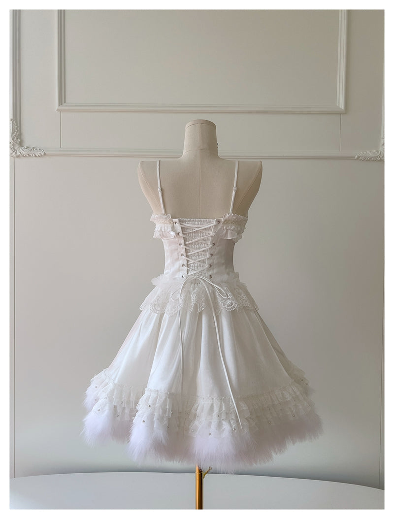 Pretty Ball Gown Spaghetti Straps Corset Back White Grad Dress Inspo Short Mini Formal 8th Grade Homecoming Dresses High School Hoco Court Dress Graduation Dress Cocktail Birthday Outfits DH1913