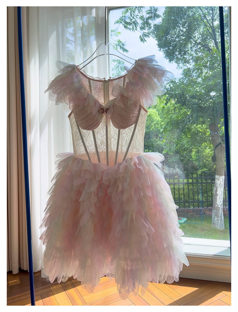 Pretty Ball Gown V Neck Pink Grad Dress Inspo Short Mini Formal 8th Grade Homecoming Dresses High School Hoco Court Dress Graduation Dress Cocktail Birthday Outfits DH1914