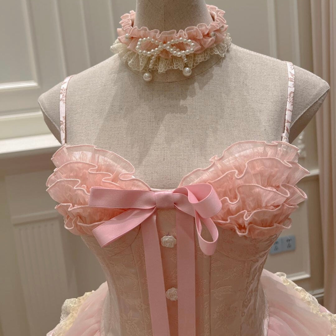 Modest Ball Gown Spaghetti Straps Pink Lace Grad Dress Inspo Short Mini Formal 8th Grade Homecoming Dresses High School Hoco Court Dress Graduation Dress Cocktail Gown Birthday Outfits DH1935