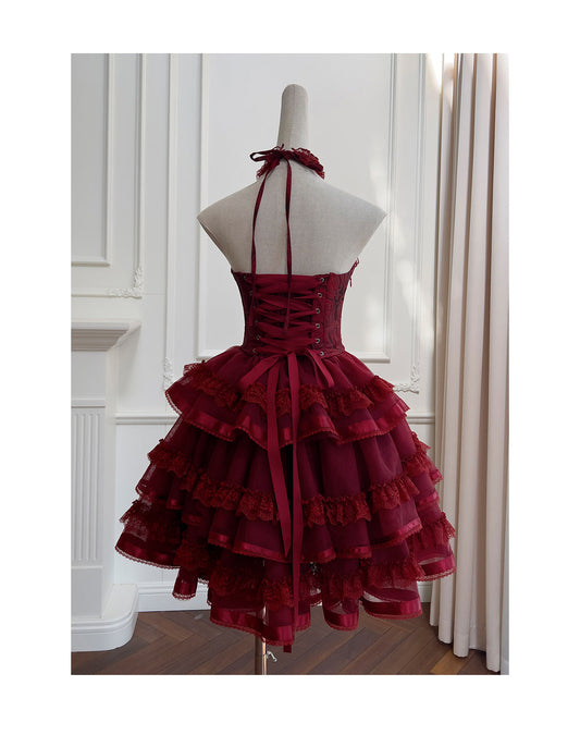 Modest Ball Gown Spaghetti Straps Burgundy Lace Grad Dress Inspo Short Mini Formal 8th Grade Homecoming Dresses High School Hoco Court Dress Graduation Dress Cocktail Gown Birthday Outfits DH1938