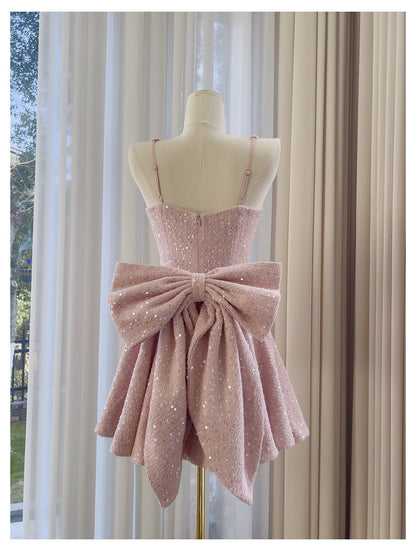 Vestido de cóctel corto rosa, corte A, cuadrado, para octavo grado, formal, de graduación, para escuela secundaria, Hoco Outfits DH1994
