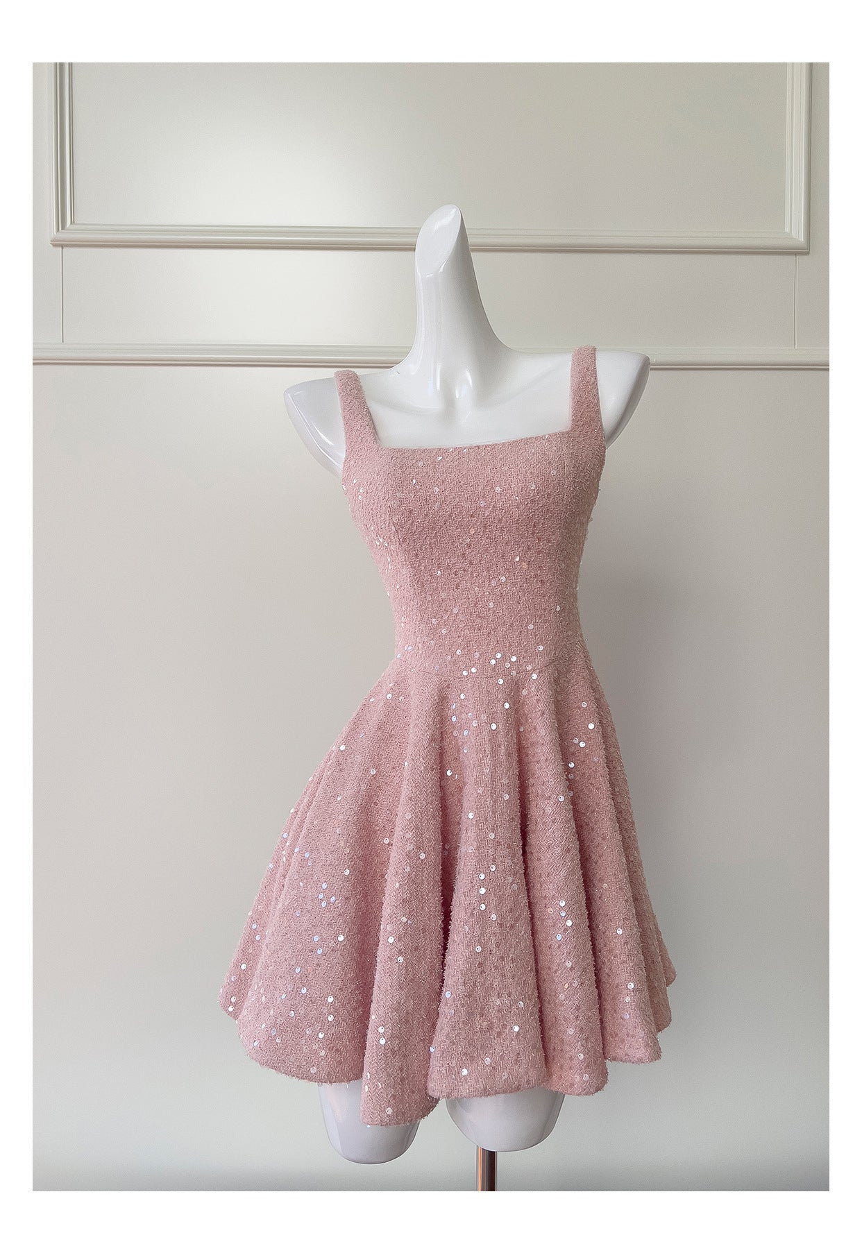 Vestido de cóctel corto rosa, corte A, cuadrado, para octavo grado, formal, de graduación, para escuela secundaria, Hoco Outfits DH1994