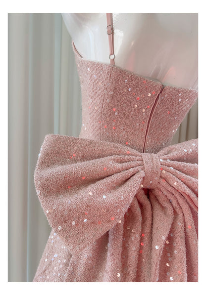 Vestido de cóctel corto rosa, corte A, cuadrado, para octavo grado, formal, de graduación, para escuela secundaria, Hoco Outfits DH1994