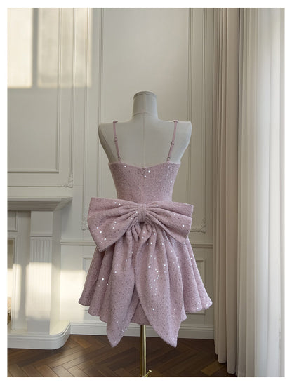 Cute A Line Square Pink Sequin Formal 8th Grade Homecoming Dresses Middle School Short Cocktail Gowns Graduation Dress Hoco Outfits D1994