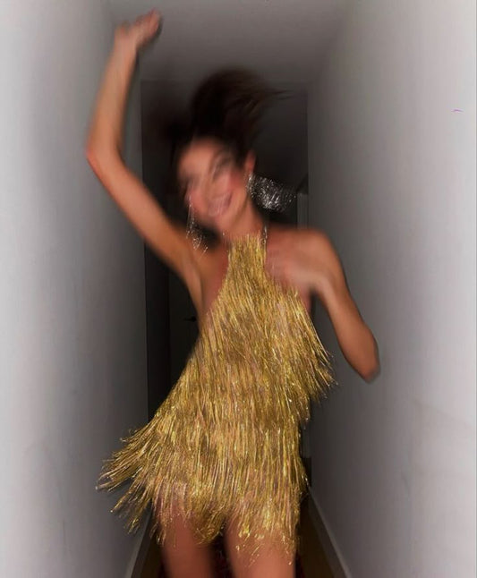 Simple A Line Halter Gold Sequin Mini Formal 8th Grade Homecoming Dresses Middle School Short Birthday Gowns Graduation Dress Hoco Outfits DH2004