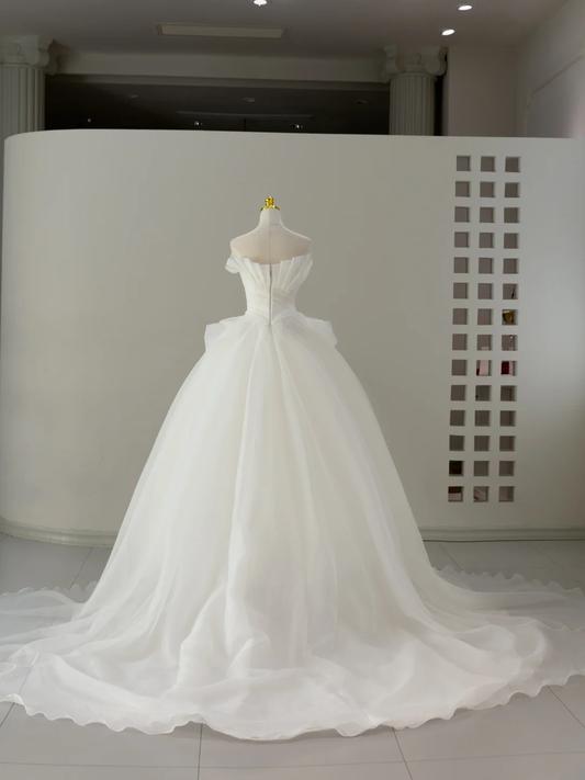 Vestido de novia atemporal, vestido de fiesta sin tirantes de tul, vestido de novia largo, vestidos de novia bohemios, vestidos de novia modestos DH2057