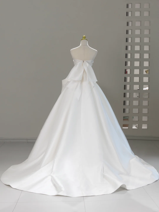 Vestido de novia atemporal, vestido de fiesta, escote corazón, satén blanco, largo, estilo bohemio, modesto, DH2059