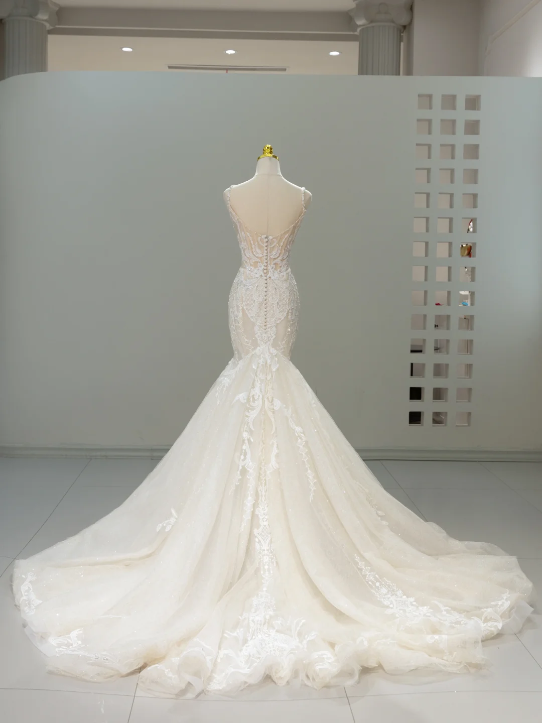 Vestido de novia de ensueño, corte sirena, escote cuadrado, encaje, tul, manga larga, modesto, DH2067