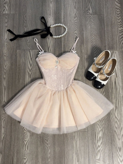 Cute A Line Spaghetti Straps Pink Tulle Formal 8th Grade Homecoming Dresses Middle School Short Cocktail Gowns Graduation Dress Hoco Outfits DH2087