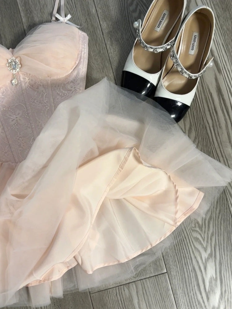 Cute A Line Spaghetti Straps Pink Tulle Formal 8th Grade Homecoming Dresses Middle School Short Cocktail Gowns Graduation Dress Hoco Outfits DH2087