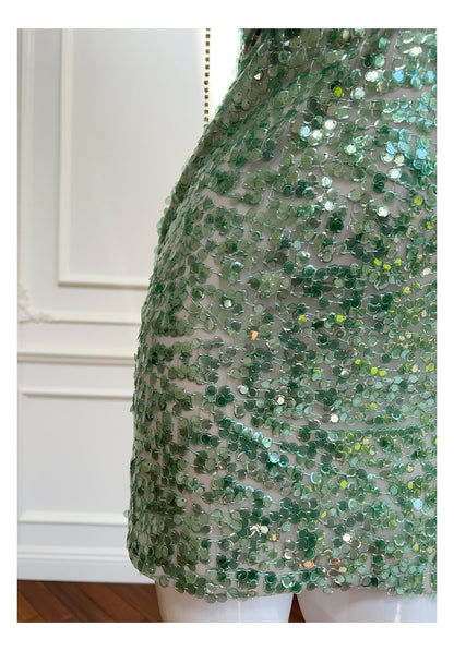 Modest Sheath Spaghetti Straps Sequin Green Formal 8th Grade Homecoming Dresses Middle School Short Birthday Gowns Graduation Dress Hoco Outfits DH2106