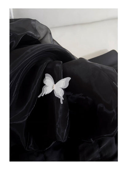 Vestido de fiesta modesto con tirantes finos en organza negra, vestido formal para octavo grado, vestido de regreso a casa, vestido corto para estudiantes de secundaria, vestido de graduación para 18 años, vestidos Hoco DH2127