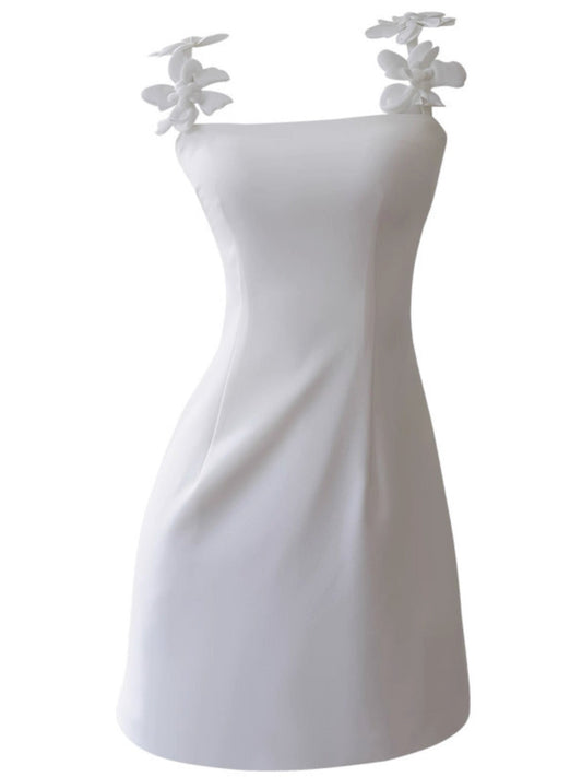 Vestido blanco formal de 8.º grado, corte tubo, tirantes finos, para regreso a casa, para estudiantes de secundaria, para cumpleaños número 18, vestido de graduación, Hoco Dresses DH2129