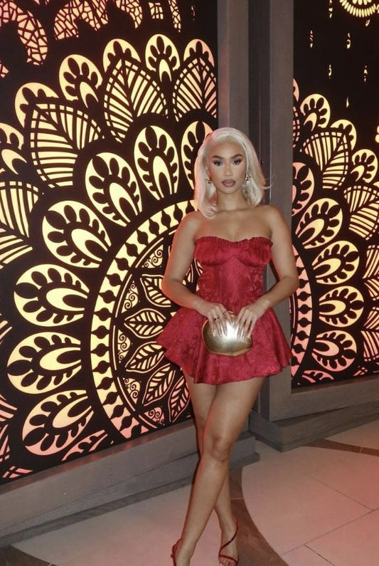 Vestido corto formal de encaje rojo con escote en forma de A, corte modesto, para regreso a casa, para estudiantes de secundaria, para cumpleaños número 21, para graduación, para cóctel, DH2164