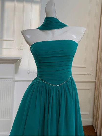 Vestido corto de fiesta de gasa, estilo mini, sin tirantes, para graduación, para estudiantes de secundaria, para cumpleaños número 19, DH2181