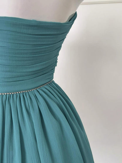 Vestido corto de fiesta de gasa, estilo mini, sin tirantes, para graduación, para estudiantes de secundaria, para cumpleaños número 19, DH2181