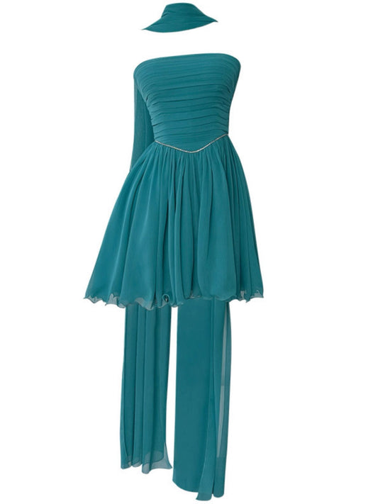 Vestido corto de fiesta de gasa, estilo mini, sin tirantes, para graduación, para estudiantes de secundaria, para cumpleaños número 19, DH2181