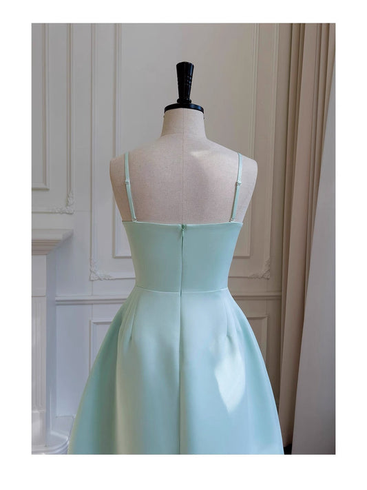 Vestido formal de satén con tirantes finos, corte A, para regreso a casa, para estudiantes de secundaria, para 20.º cumpleaños, graduación, cóctel, DH2183