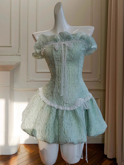 Hermoso vestido de fiesta sin tirantes en satén verde menta, vestido formal de regreso a casa, vestido corto para estudiantes de secundaria, vestido de graduación para cumpleaños número 21, minivestido de cóctel DH2184