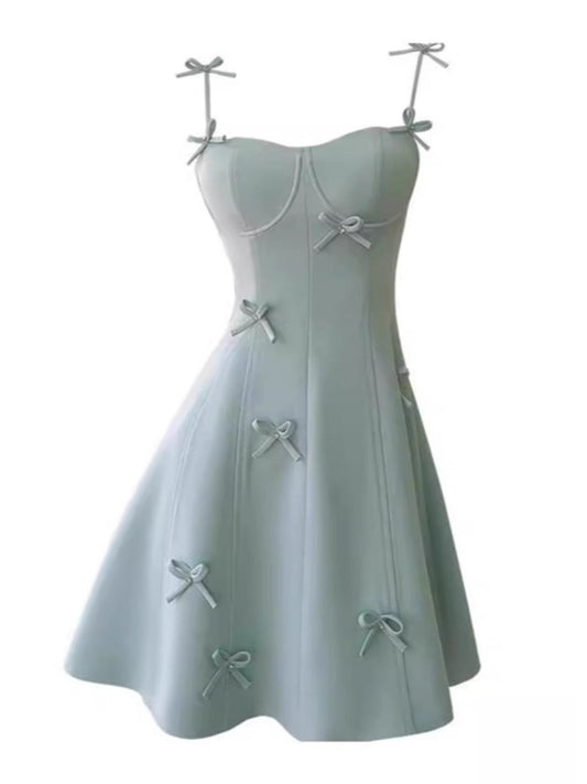 Vestido corto de fiesta con tirantes finos, corte A, color verde menta, para graduación, para estudiantes de secundaria, para 17.º cumpleaños, DH2187