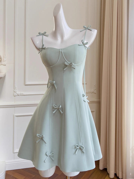Vestido corto de fiesta con tirantes finos, corte A, color verde menta, para graduación, para estudiantes de secundaria, para 17.º cumpleaños, DH2187