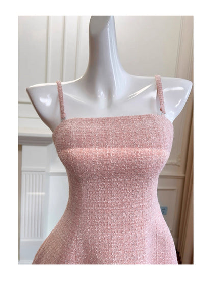 Vestido corto rosa de fiesta con tirantes finos, corte A, para graduación, para estudiantes de secundaria, para 17.º cumpleaños, DH2188