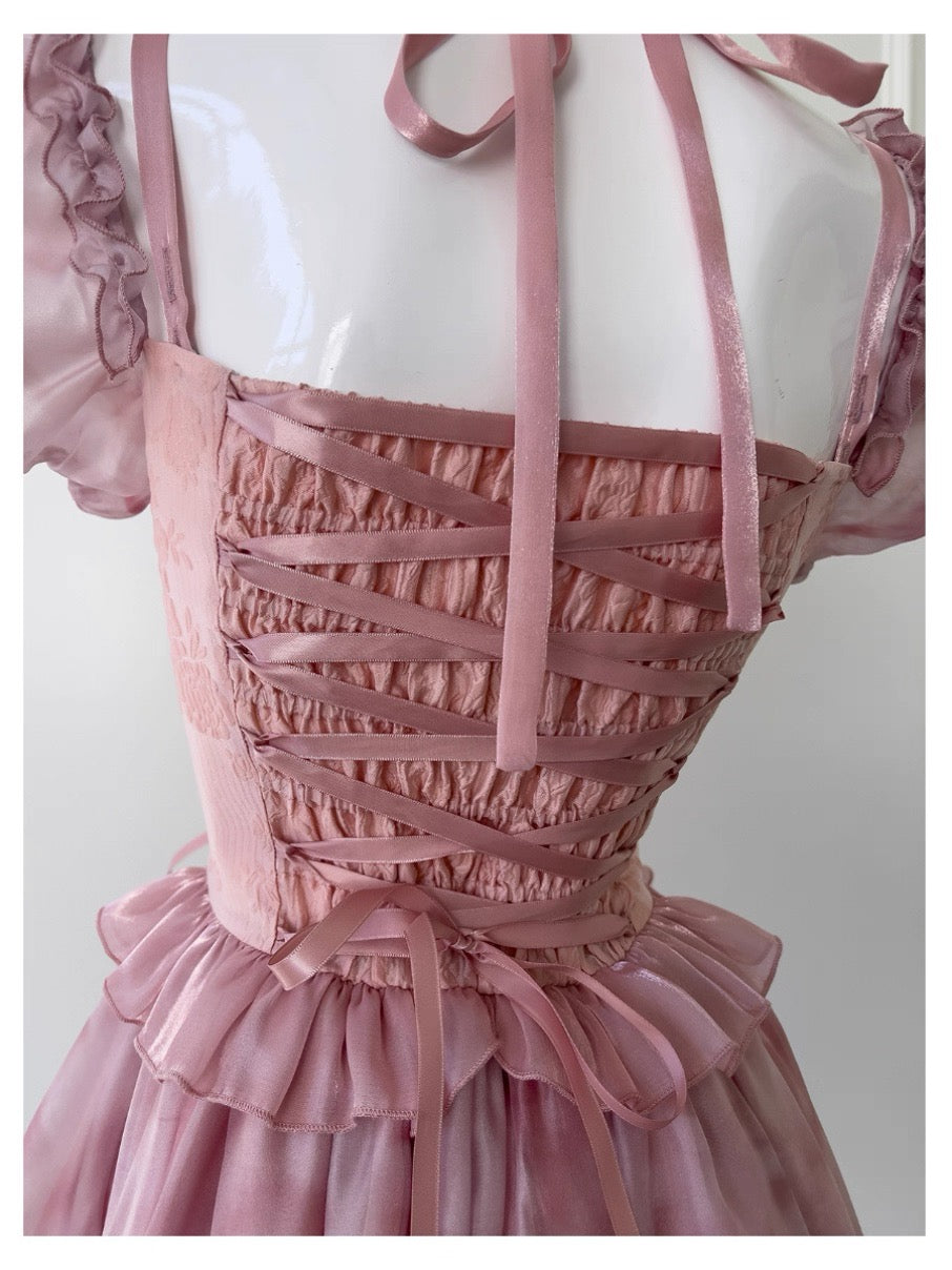 Vestido de fiesta corto con escote cuadrado y espalda de corsé rosa, vestido de cóctel formal, vestido de fiesta de verano para secundaria, atuendos para fiesta de bienvenida, atuendo para cumpleaños número 19 DH2191