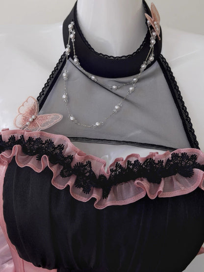 Vestido de fiesta corto de cóctel, formal, con cuello alto y espalda de corsé negro, para regreso a casa, de verano, para escuela secundaria, para el 16.º cumpleaños, DH2192