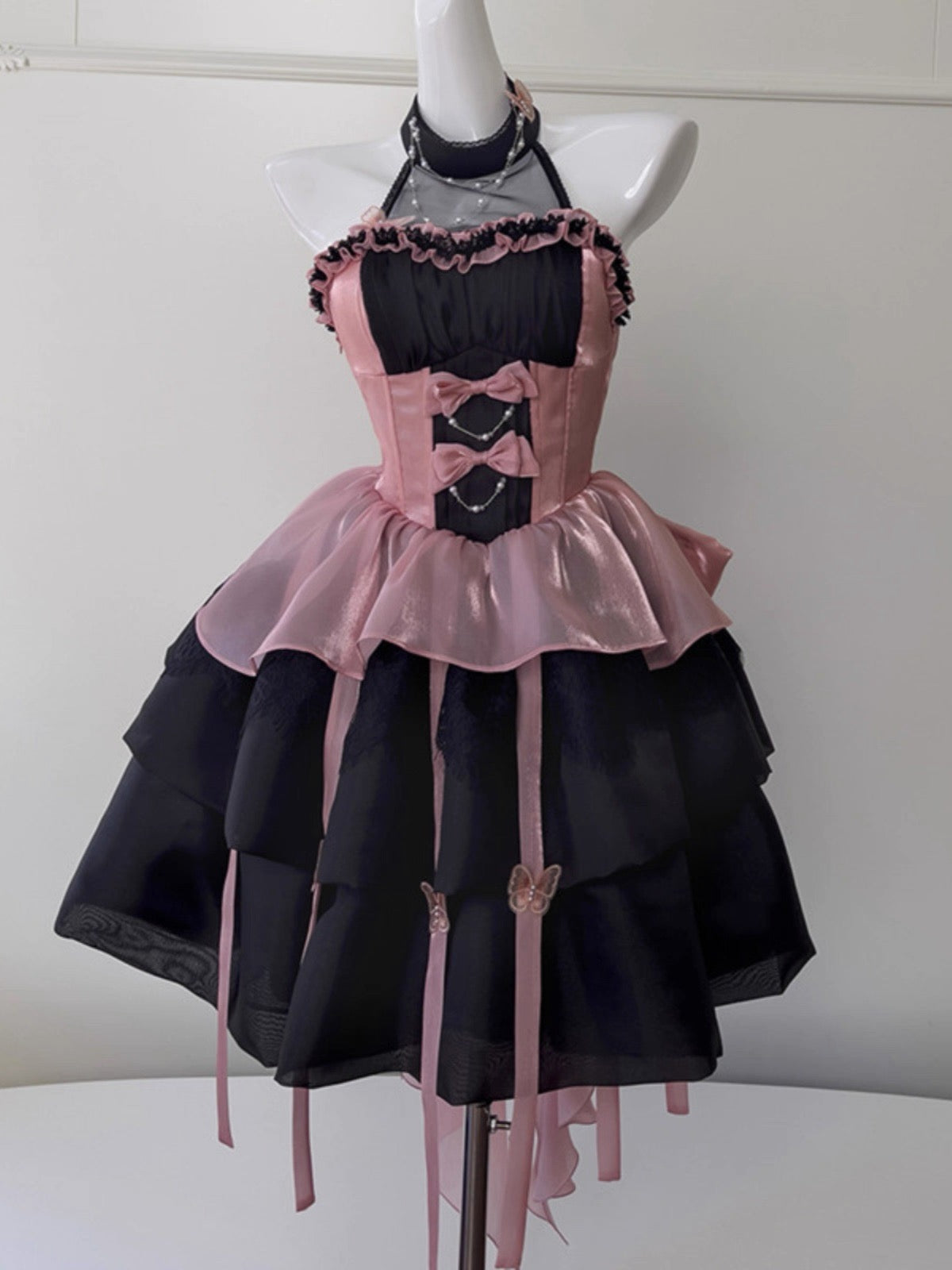 Vestido de fiesta corto de cóctel, formal, con cuello alto y espalda de corsé negro, para regreso a casa, de verano, para escuela secundaria, para el 16.º cumpleaños, DH2192
