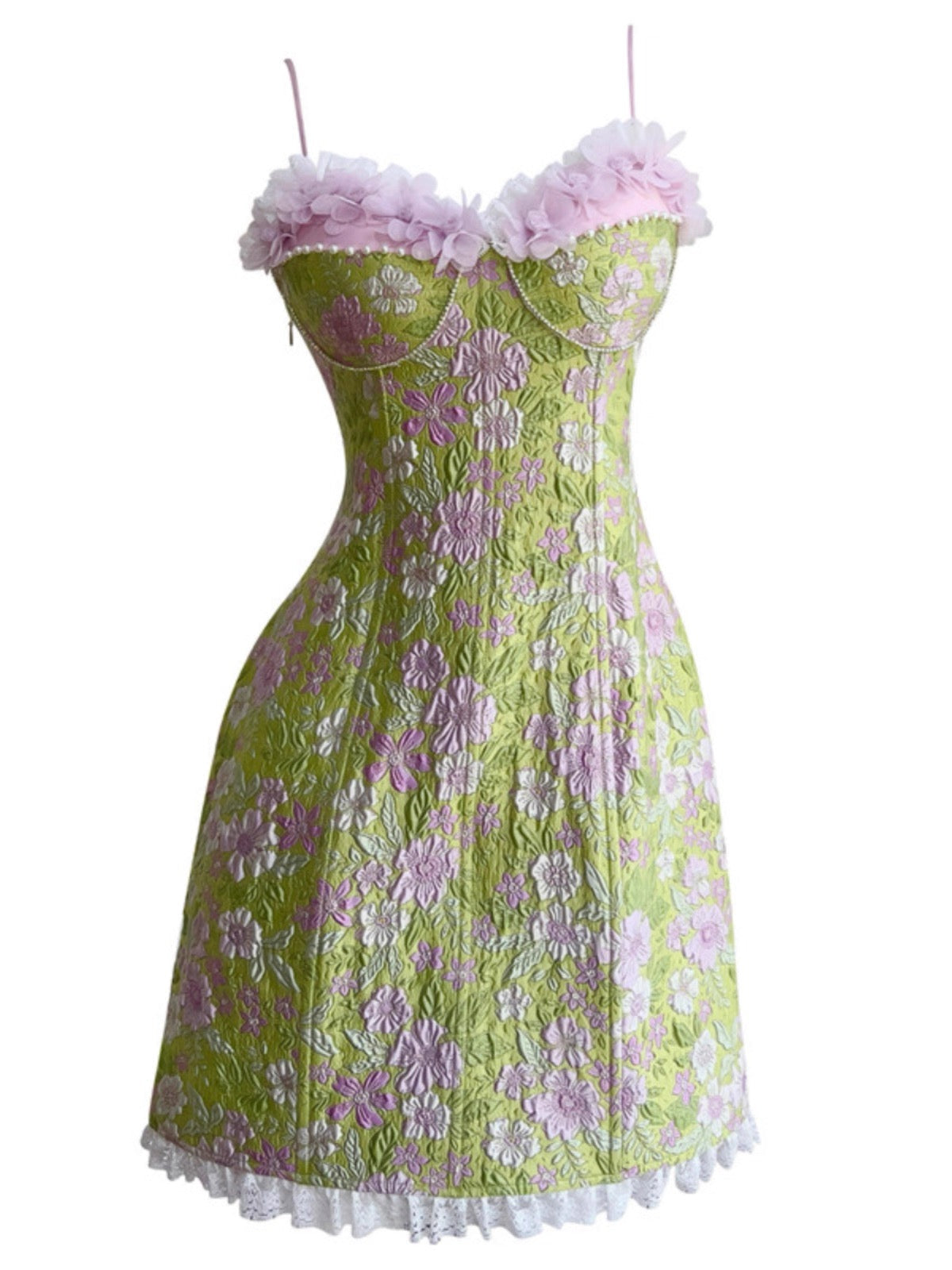 Vestido corto de fiesta con estampado floral, corte A, tirantes finos, para graduación, para 17.º cumpleaños, Hoco Dress DH2194