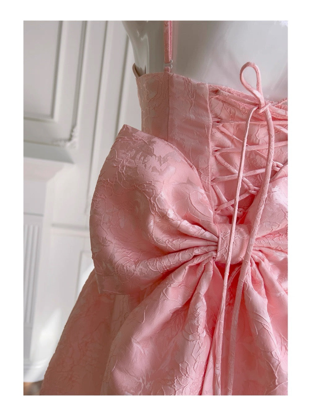 Aesthetic A line Spaghetti Straps Pink Floral Printed Pattern Formal Mini Homecoming Dress Short Cocktail Outfits Graduation Dress Hoco Dress DH2195