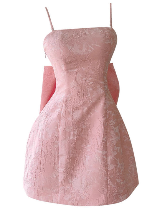 Vestido corto de fiesta con tirantes finos, corte A, estampado floral rosa, para cóctel, graduación, Hoco Dress DH2195