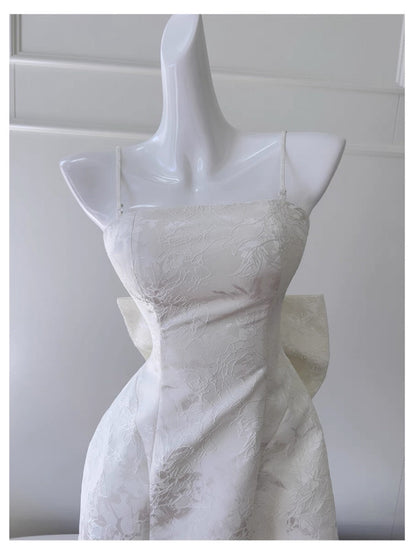Vestido corto de fiesta con tirantes finos, corte A, estampado floral blanco, para cóctel, graduación, Hoco Dress DH2196