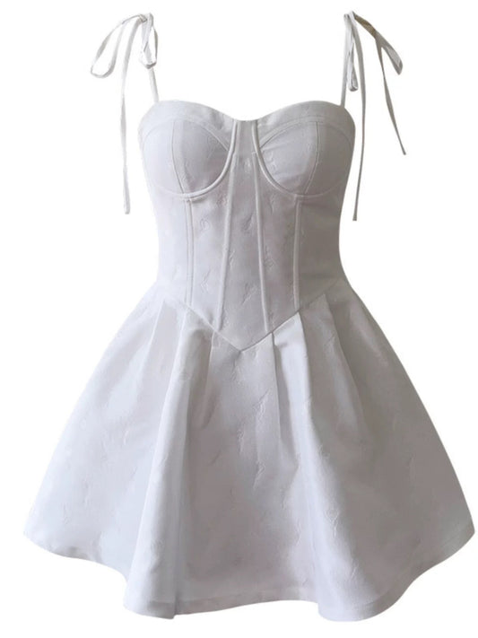 Vestido corto de satén blanco con tirantes finos, corte A, para fiesta de bienvenida, para graduación, para cumpleaños número 20, para cóctel, DH2197