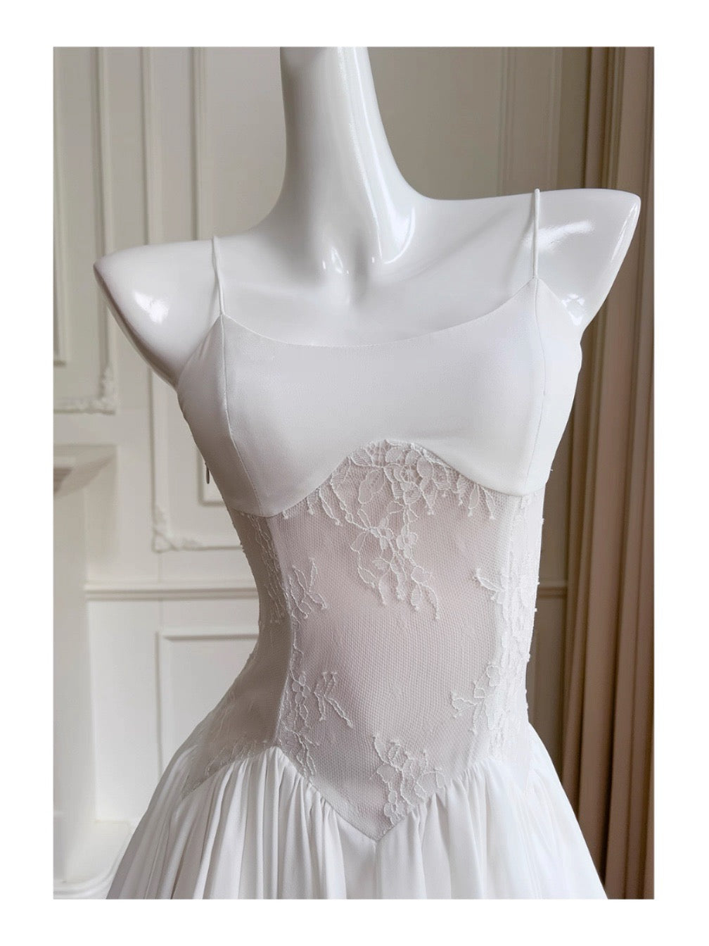 Vestido corto de gasa blanca con tirantes finos, corte A, para fiesta de bienvenida, para graduación, para cumpleaños número 20, para cóctel, DH2198