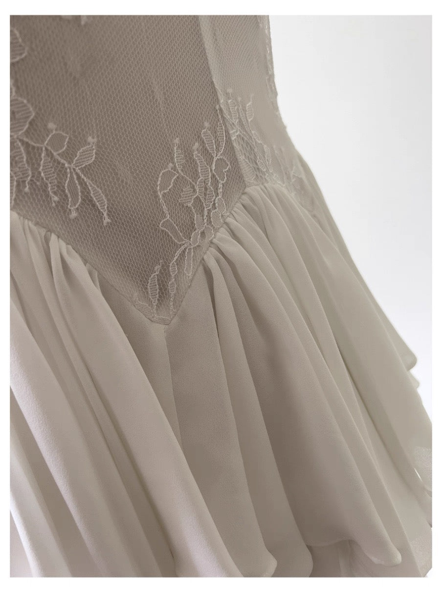 Vestido corto de gasa blanca con tirantes finos, corte A, para fiesta de bienvenida, para graduación, para cumpleaños número 20, para cóctel, DH2198