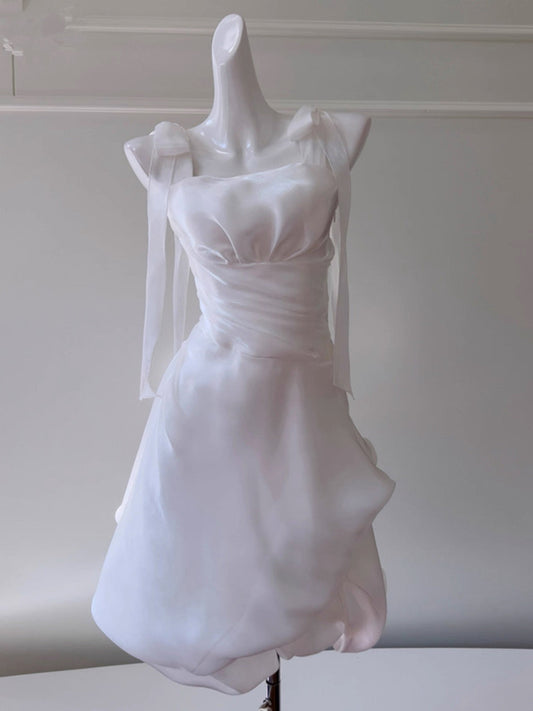 Vestido de fiesta rosa claro, corto, con tirantes finos, corte A, para graduación, cóctel, para estudiantes de secundaria, DH2201
