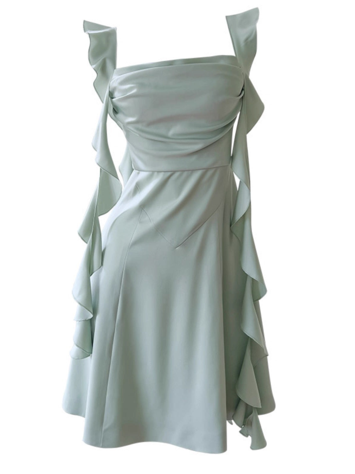 Vestido corto verde menta con escote cuadrado y corte A para fiesta de bienvenida, ideal para estudiantes de secundaria, para cumpleaños número 20, vestido de graduación, vestido de cóctel DH2202