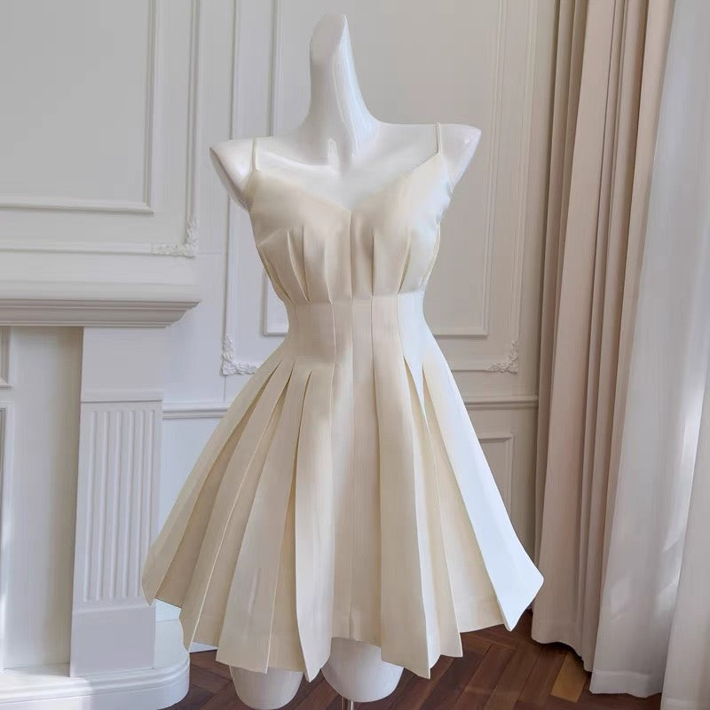 Vestido corto de satén con tirantes finos, corte A, para cóctel, graduación, Hoco, DH2204