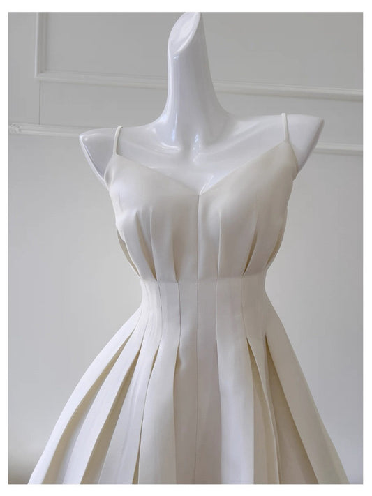 Vestido corto de satén con tirantes finos, corte A, para cóctel, graduación, Hoco, DH2204