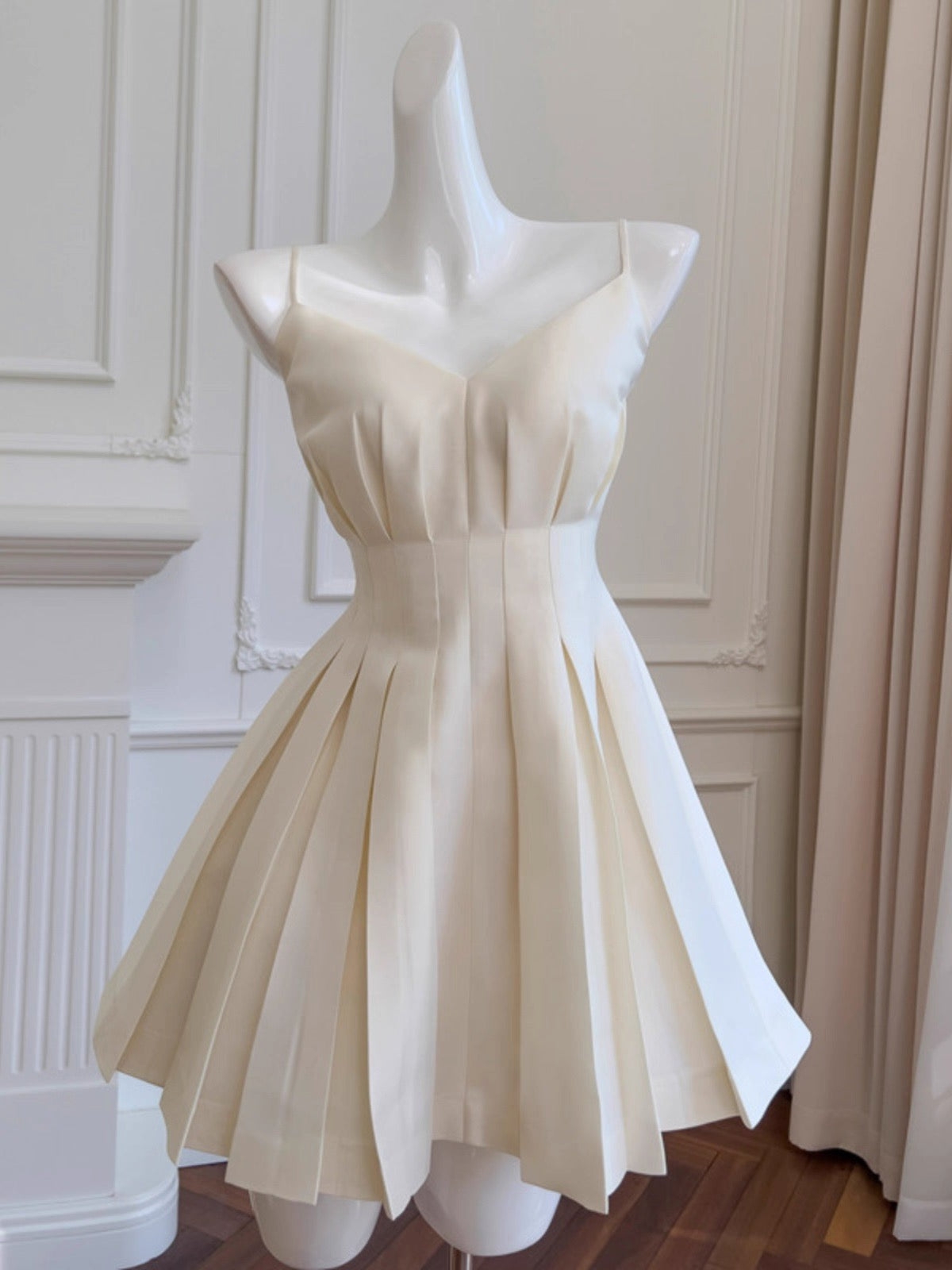 Vestido corto de satén con tirantes finos, corte A, para cóctel, graduación, Hoco, DH2204