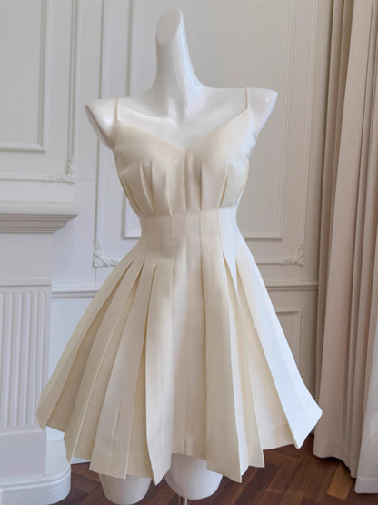 Vestido corto de satén con tirantes finos, corte A, para cóctel, graduación, Hoco, DH2204