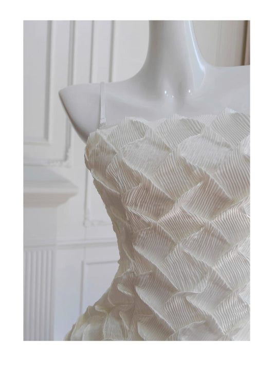 Vestido corto blanco de fiesta con tirantes finos, ideal para estudiantes de secundaria, para celebrar 20 años, para graduación y cóctel, DH2206