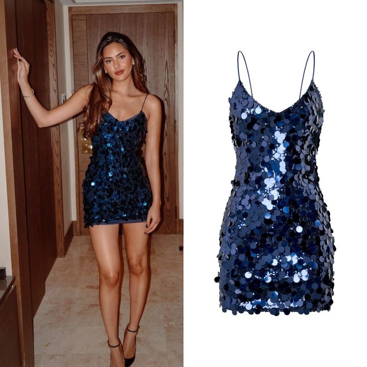 Hermosos vestidos de fiesta cortos con tirantes finos y lentejuelas azul marino, para la escuela secundaria, para el 21.º cumpleaños, para graduación, minivestidos de cóctel DH2231