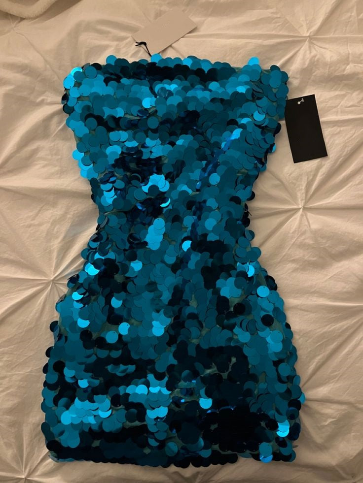 Hermoso vestido corto azul rey con lentejuelas, sin tirantes, para fiesta de bienvenida, para estudiantes de secundaria, para cumpleaños número 21, vestido de graduación, minivestido de cóctel DH2250