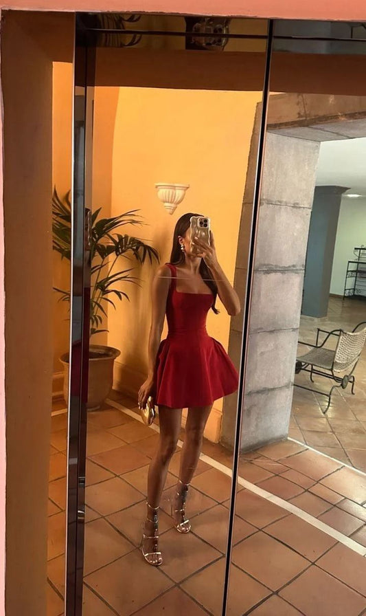 Hermosos vestidos de fiesta formales de corte A en color burdeos, vestidos cortos para el 21.º cumpleaños, vestidos de graduación, mini vestidos de cóctel DH2275