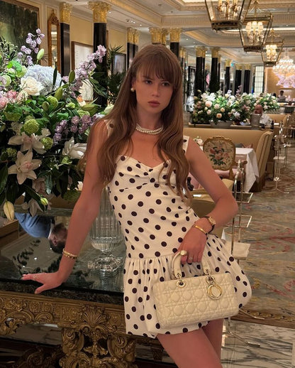 Hermosos vestidos de fiesta formales de lunares negros, vestidos cortos para el 21.º cumpleaños, vestidos de graduación, mini vestidos de cóctel DH2272