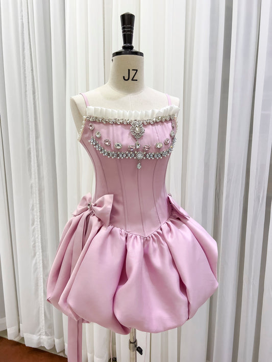 Vestido de fiesta modesto con tirantes finos de satén, corto, formal, para regreso a casa, para estudiantes de secundaria, para cumpleaños número 18, vestido de graduación, vestido de cóctel DH2289